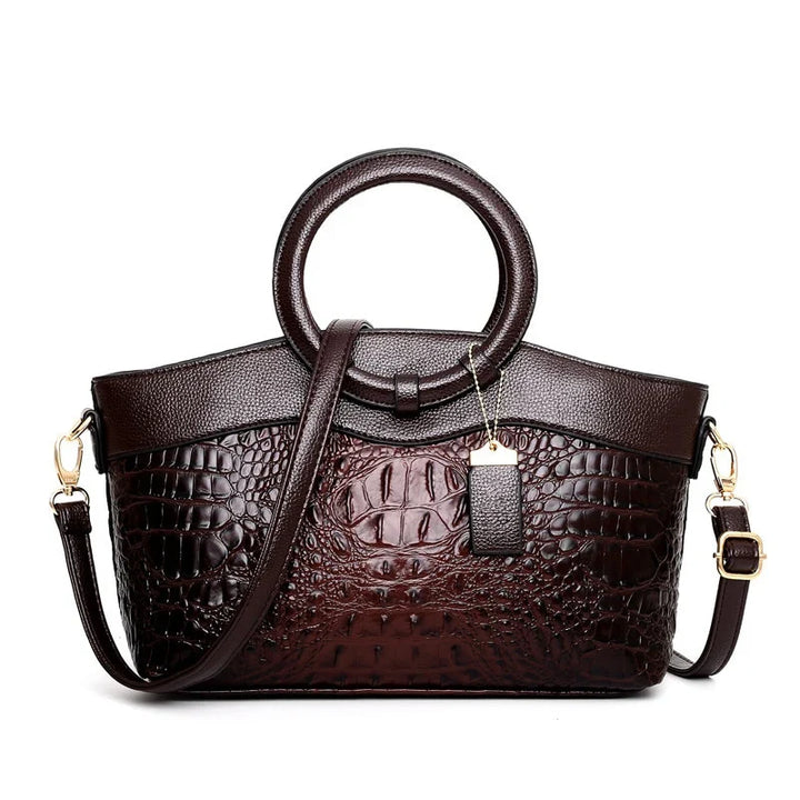 L'Adrienne Embossed Vintage Leather Bag