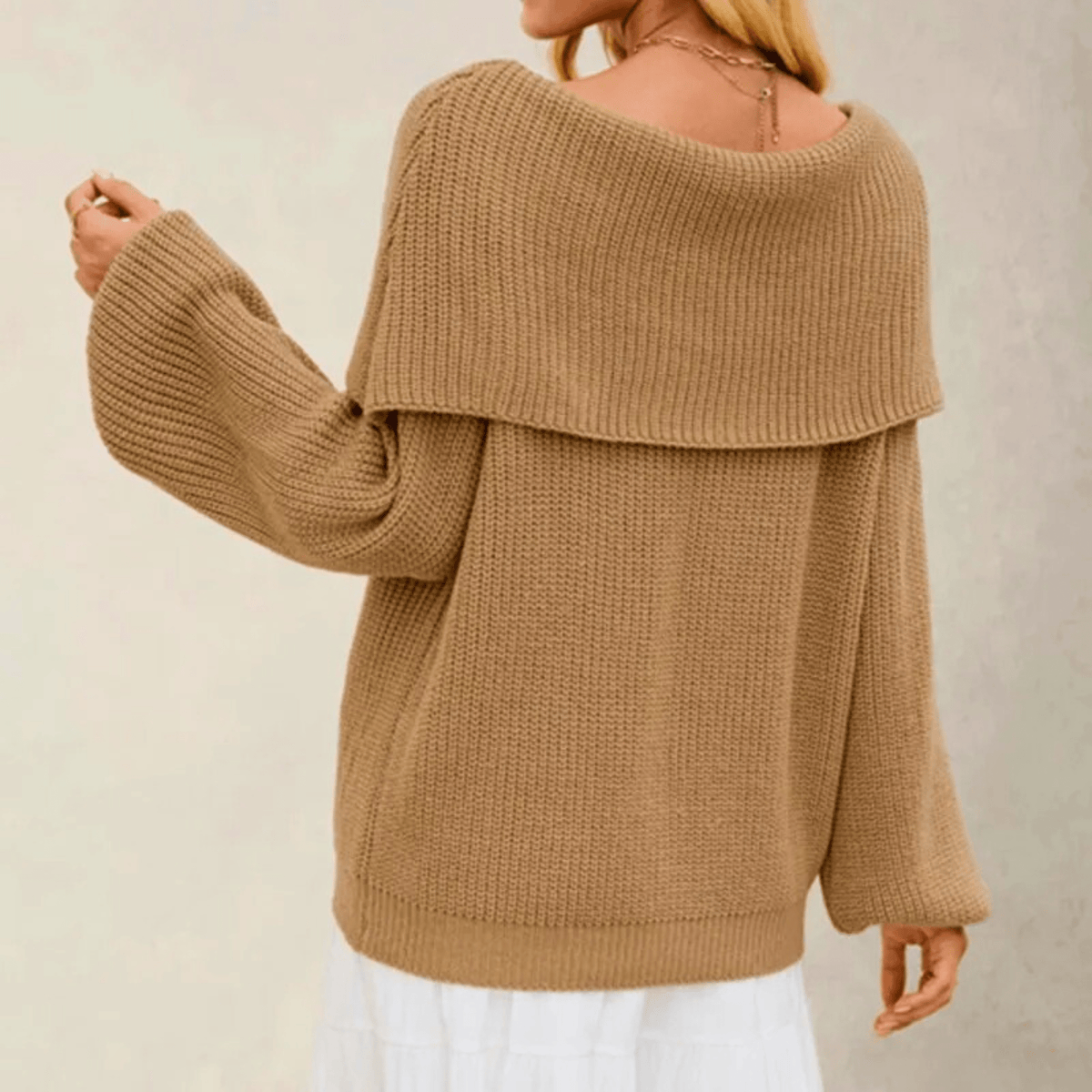 Arlette Fold-Over Knit Sweater