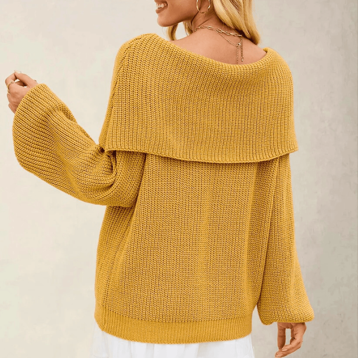 Arlette Fold-Over Knit Sweater
